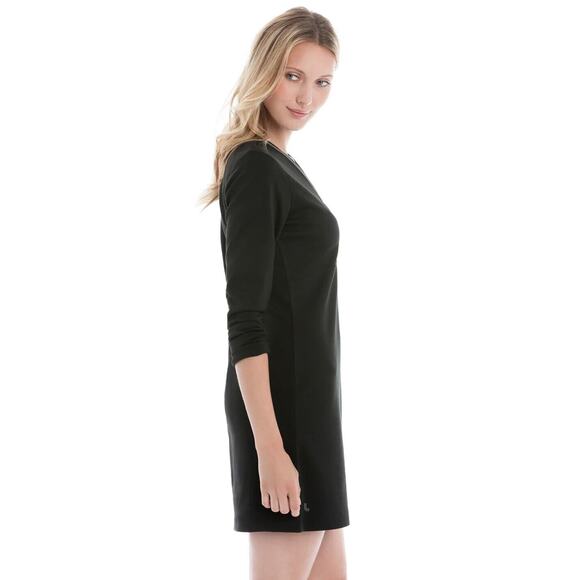 Lole Women's Black Half Zipper V-Neck Babe Robe Shift Dress Size Lg Minimalist - Picture 2 of 10